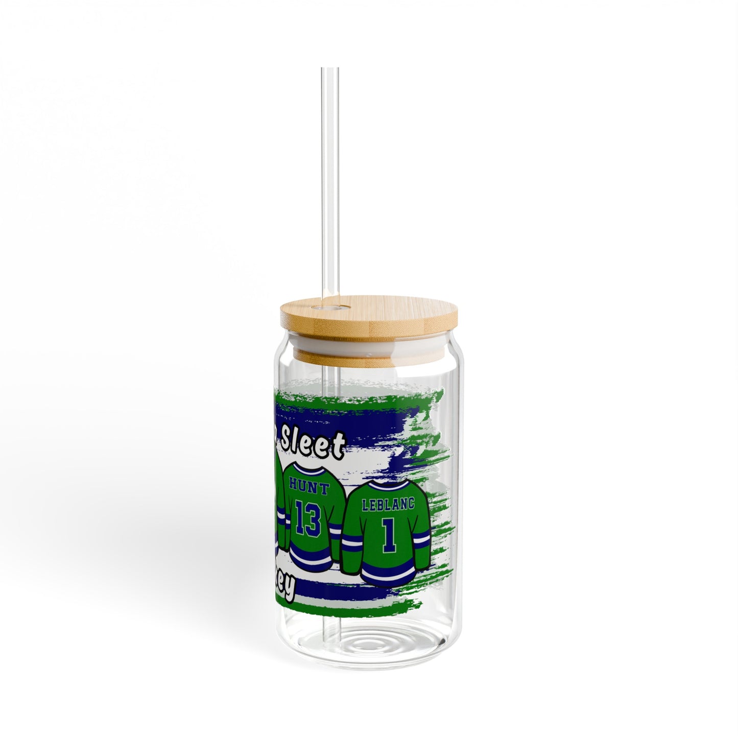 MN Sleet Hockey Jersey Glass Tumbler (With or Without Straw/Lid) - S.J. Tilly