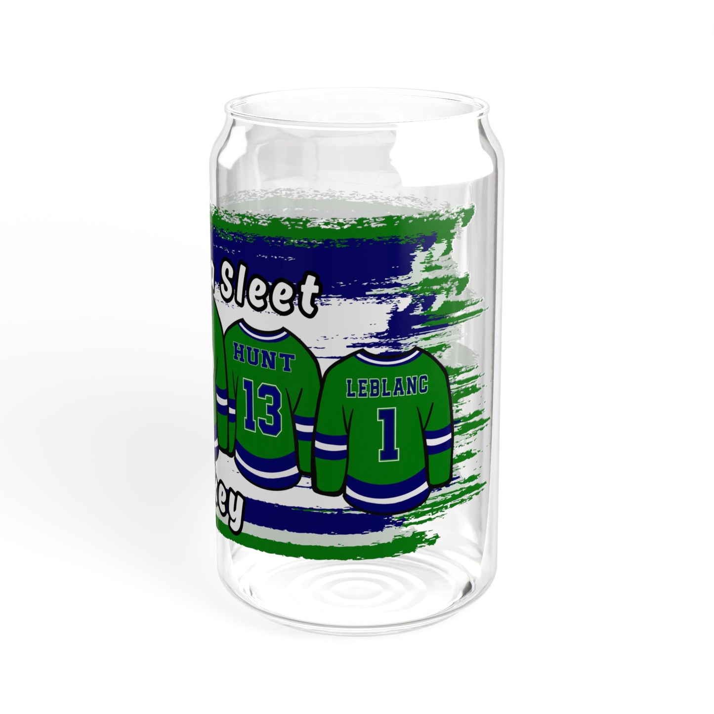 MN Sleet Hockey Jersey Glass Tumbler (With or Without Straw/Lid) - S.J. Tilly