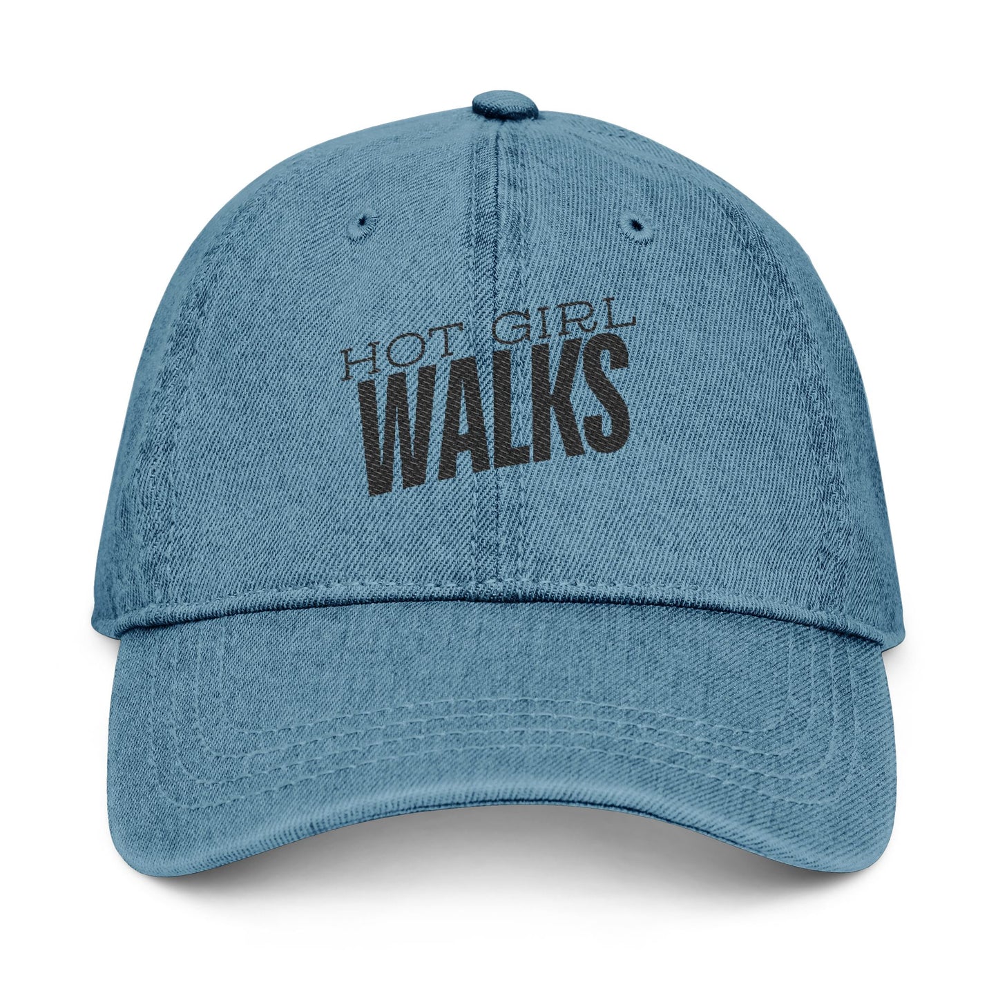 Hot Girl Walks Denim Hat (Embroidery)