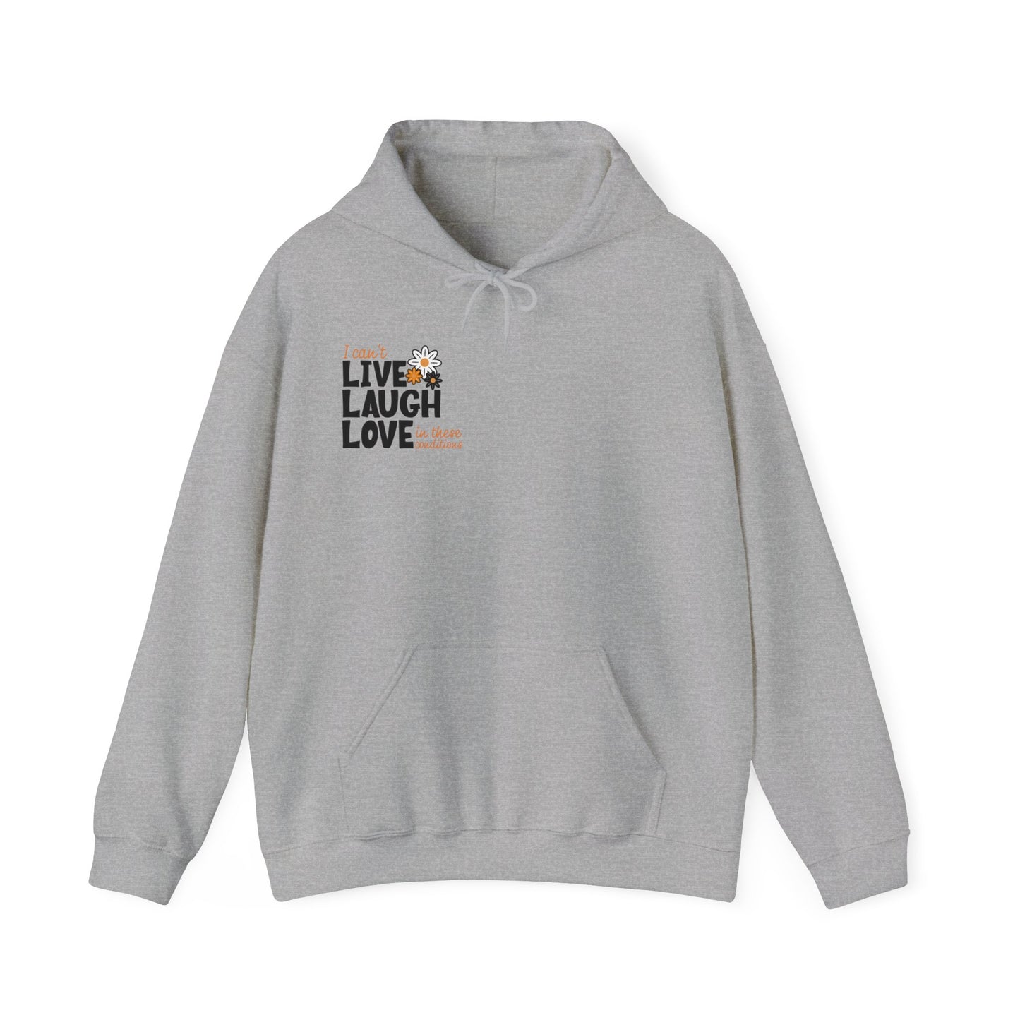 I Can't Live Laugh Love In These Conditions Hoodie