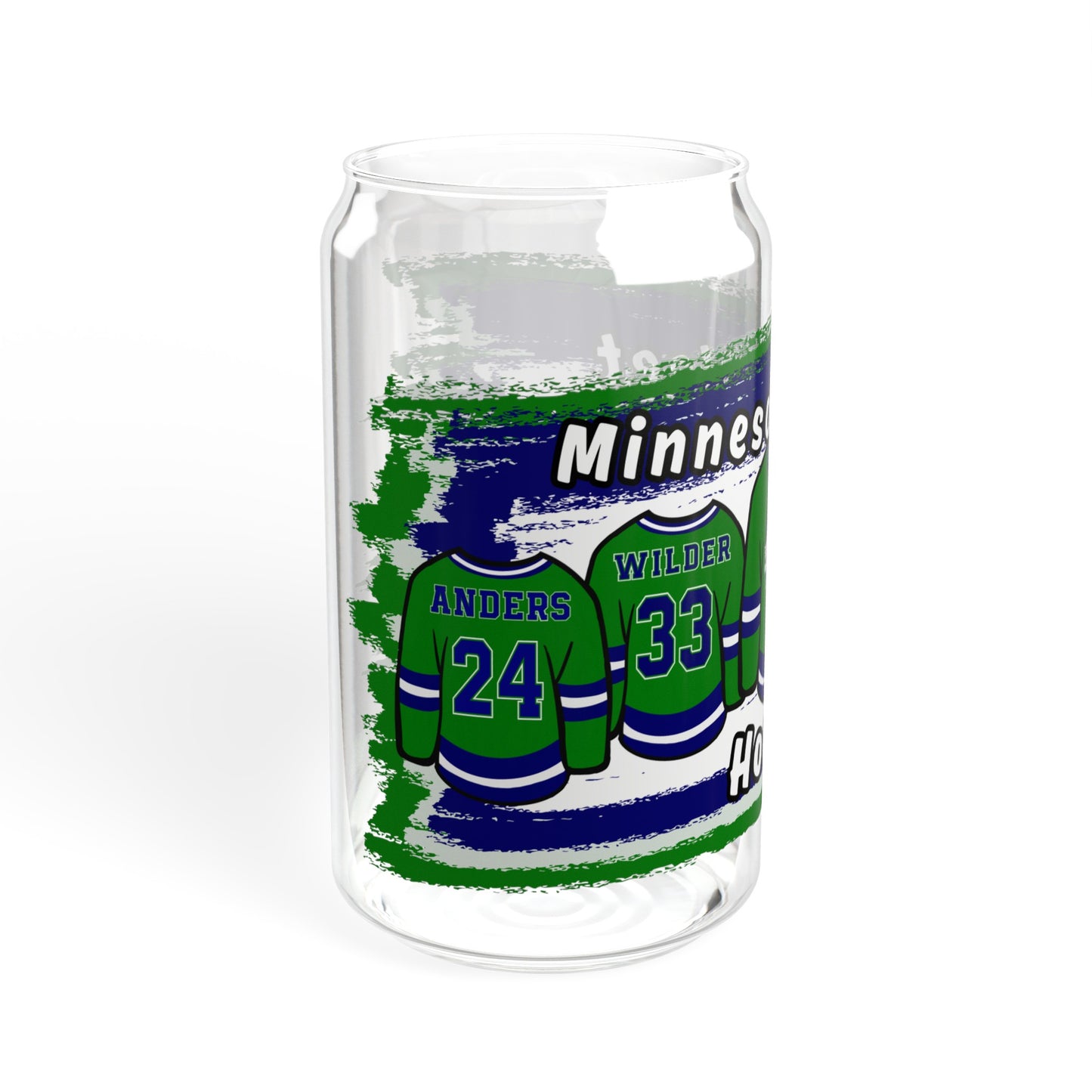 MN Sleet Hockey Jersey Glass Tumbler (With or Without Straw/Lid) - S.J. Tilly