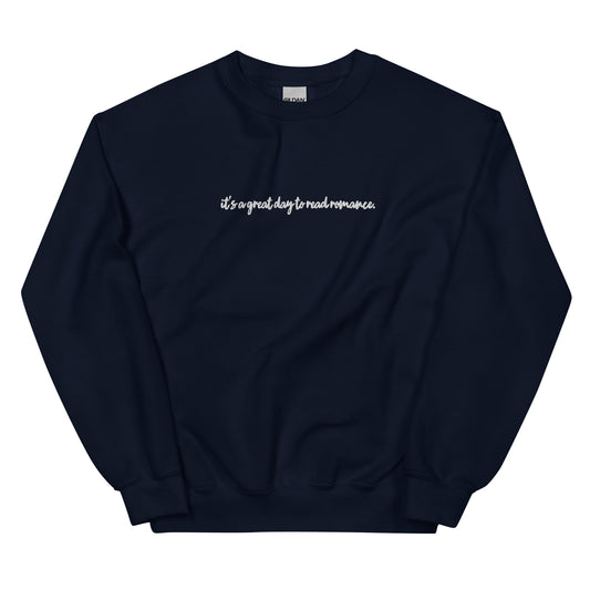 It's a Great Day to Read Romance Embroidered Sweatshirt