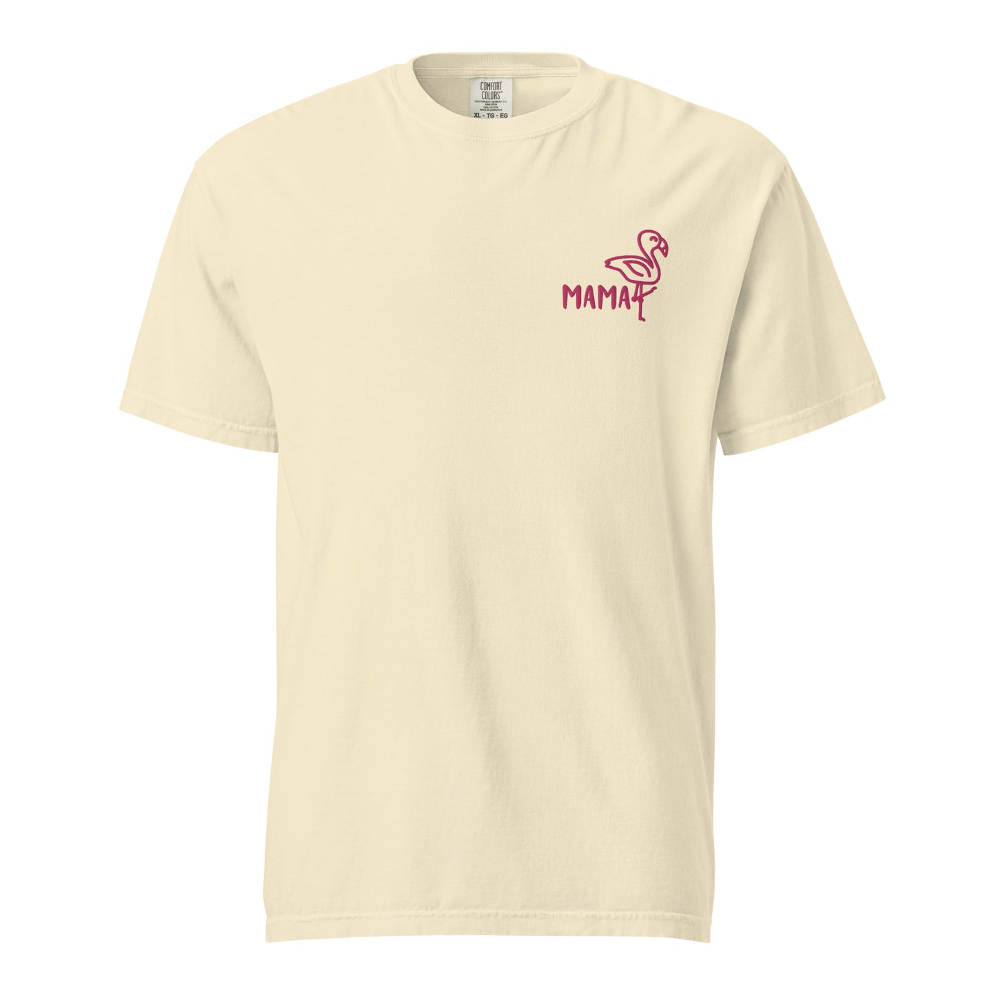 Flamingo Mama Embroidered Comfort Colors T-Shirt