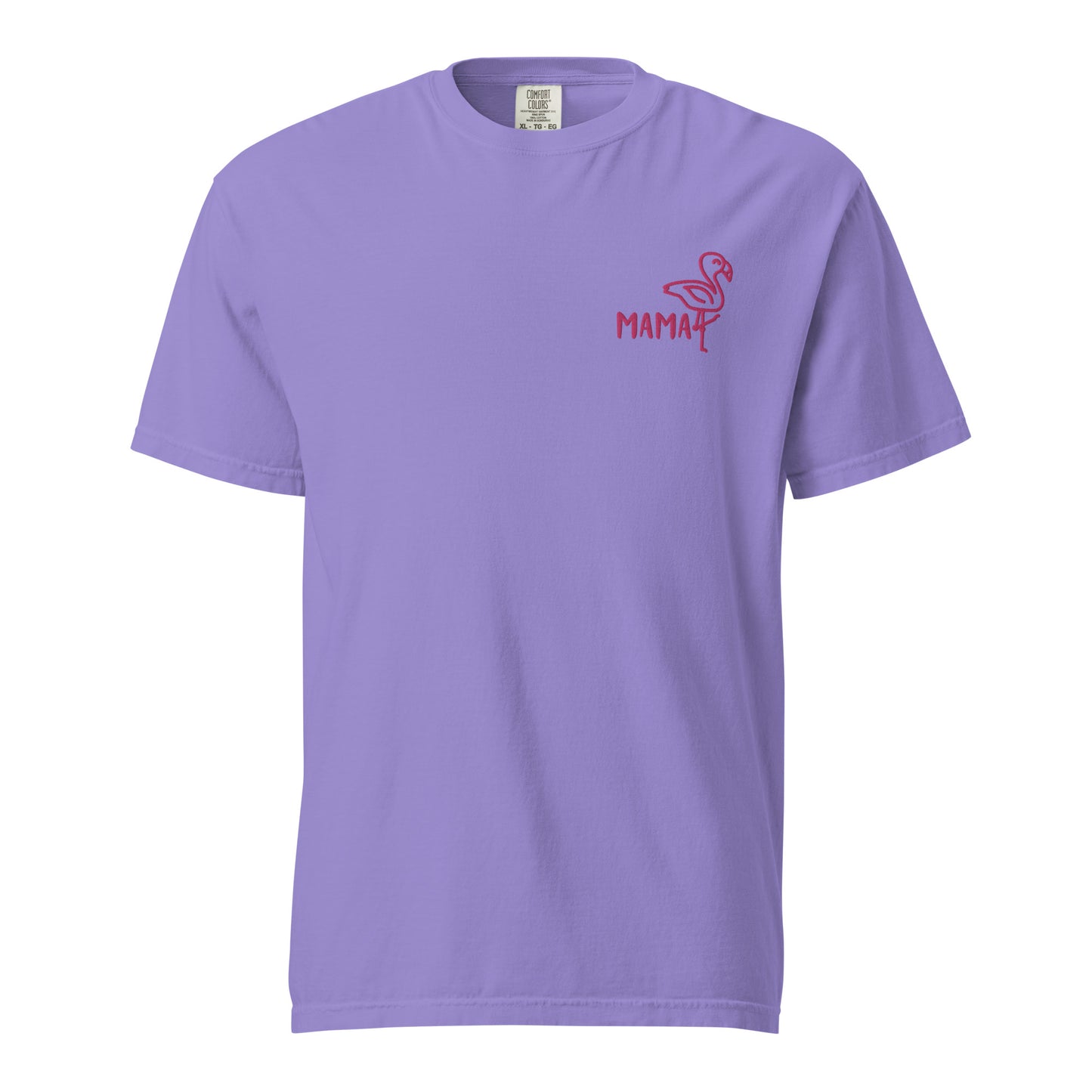 Flamingo Mama Embroidered Comfort Colors T-Shirt