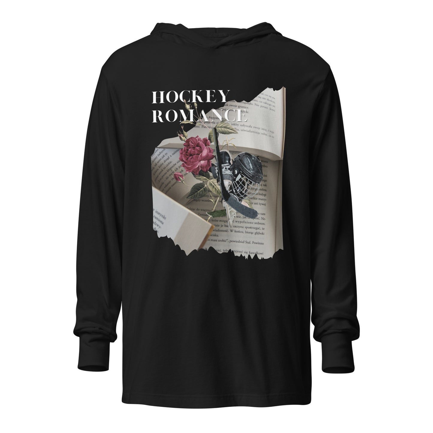 The Romantic: Hockey Romance Long Sleeve Hooded T-Shirt